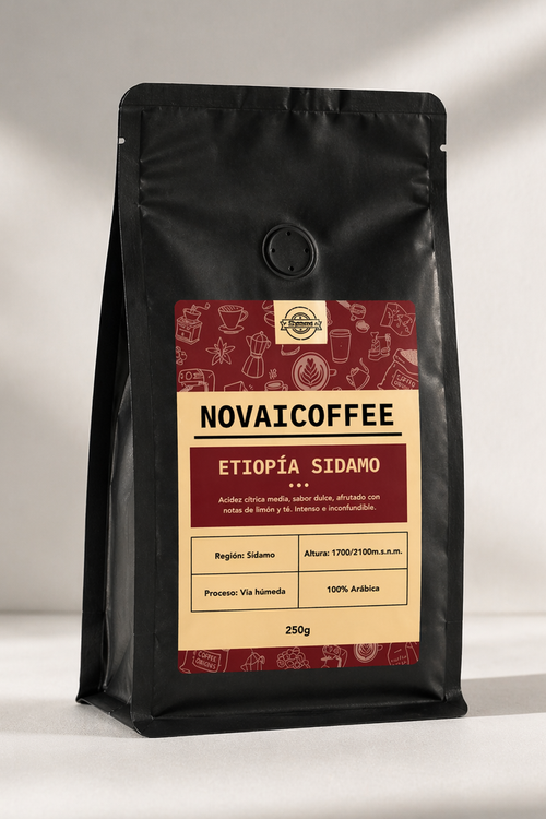 Bolsa de café Etiopía Sidamo Novaicoffee 250 g, tueste claro