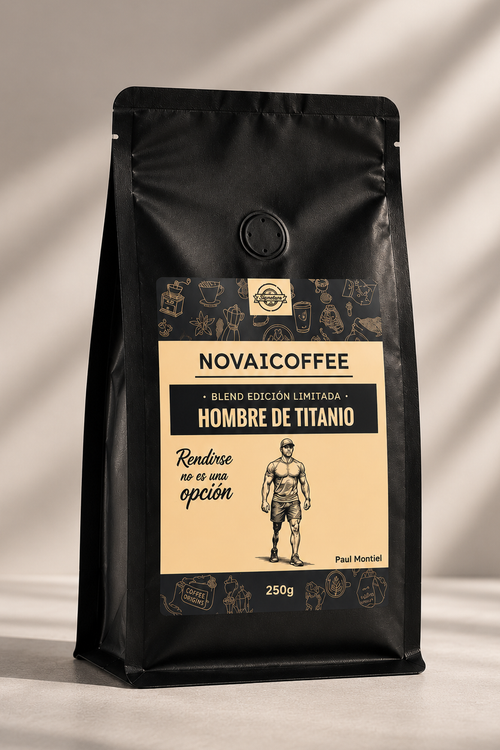 Bolsa de café Hombre de Titanio Novaicoffee 250 g, blend de Brasil y México